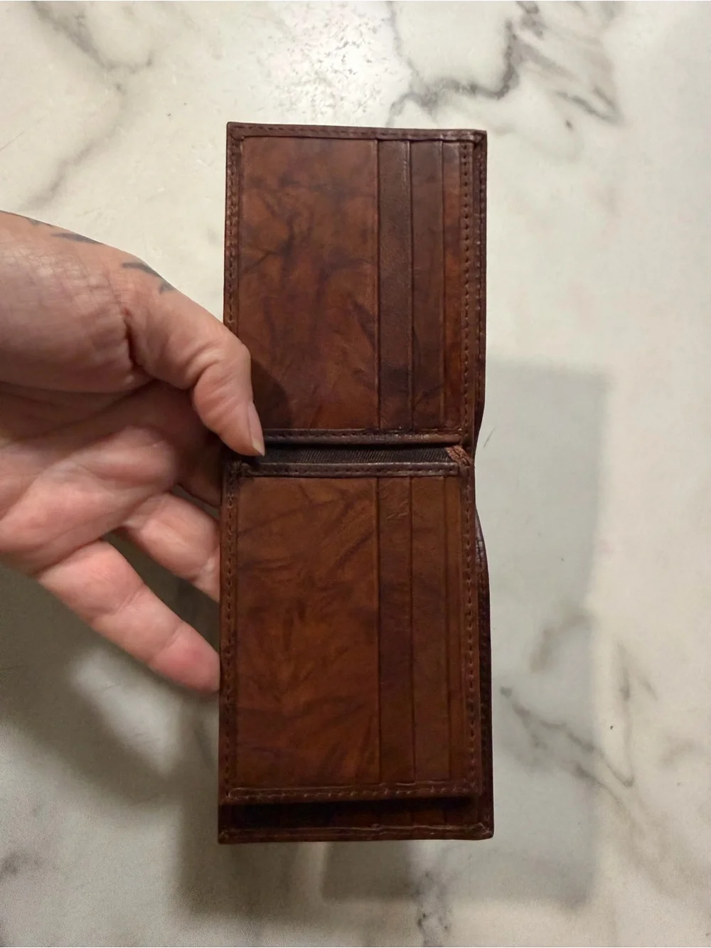 Men's Slim Leather Card & Key Holder - Brown